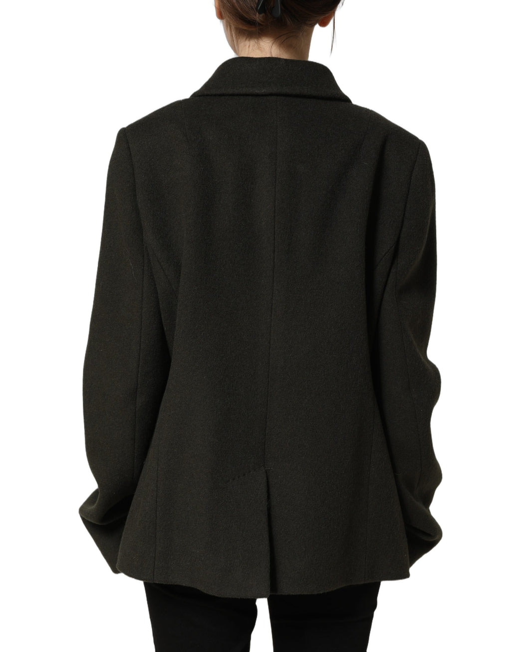 Manteau peacoat double boutonnage vert foncé de Dolce & Gabbana, veste élégante en laine pour homme.