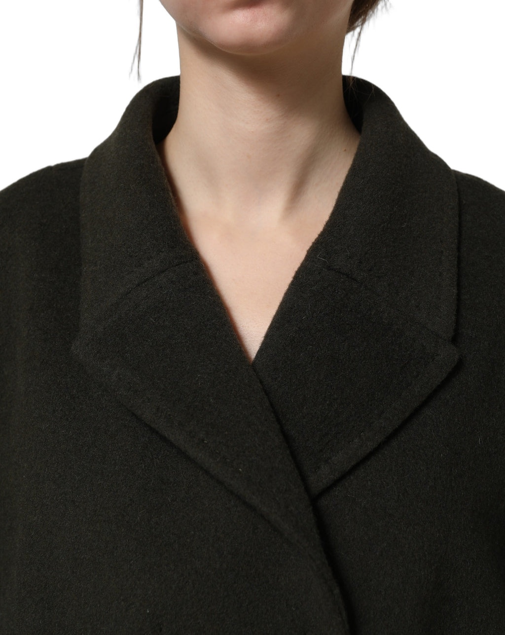 Manteau peacoat double boutonnage vert foncé de Dolce & Gabbana, veste élégante en laine pour homme.