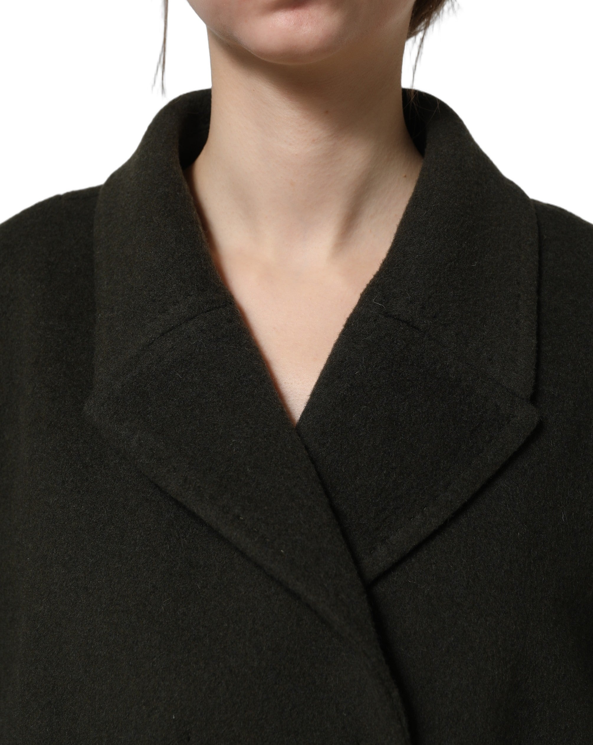Manteau peacoat double boutonnage vert foncé de Dolce & Gabbana, veste élégante en laine pour homme.