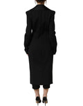 Manteau noir en nylon Dolce & Gabbana à double boutonnage, veste élégante avec col et poches visibles.