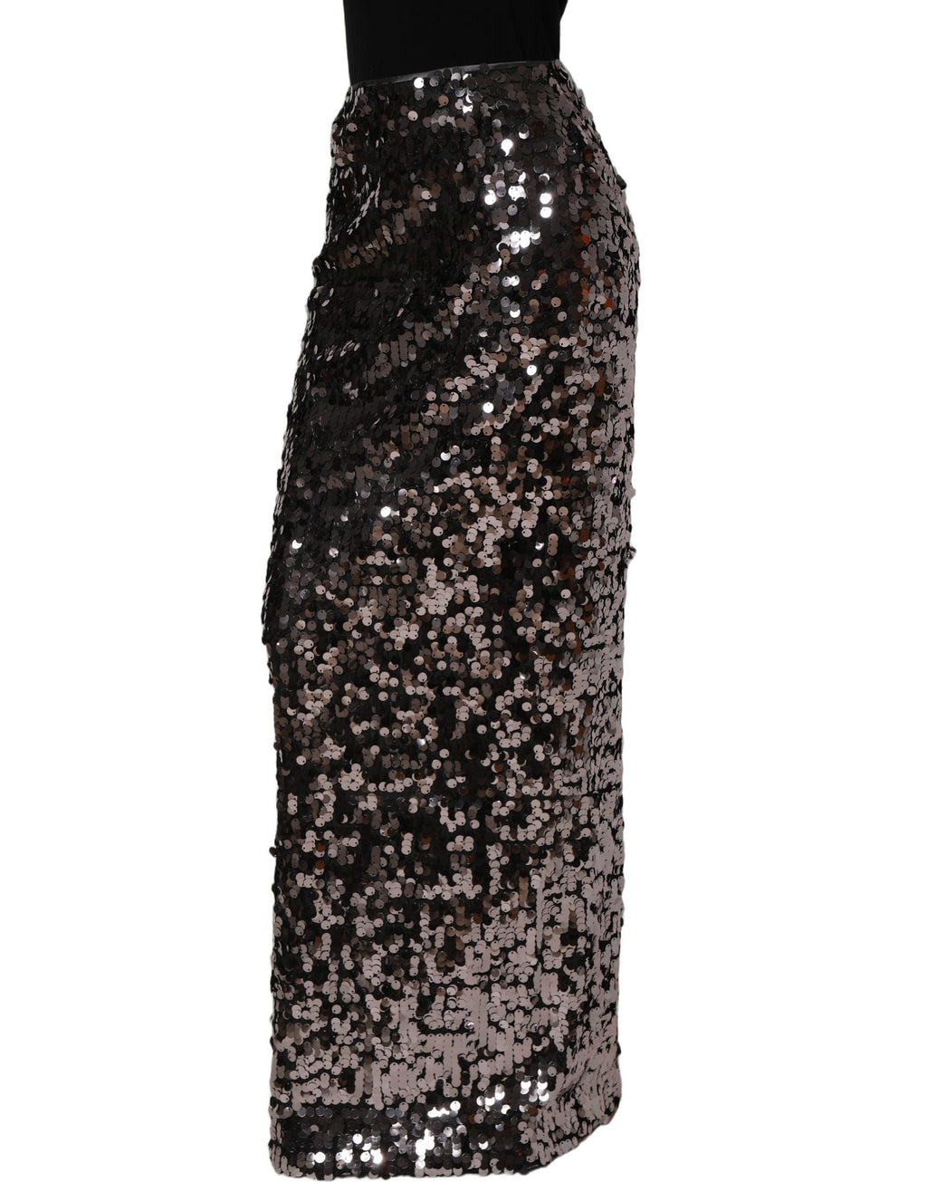 Jupe pencil Dolce & Gabbana marron ornée de sequins et de broderies, élégante et sophistiquée.