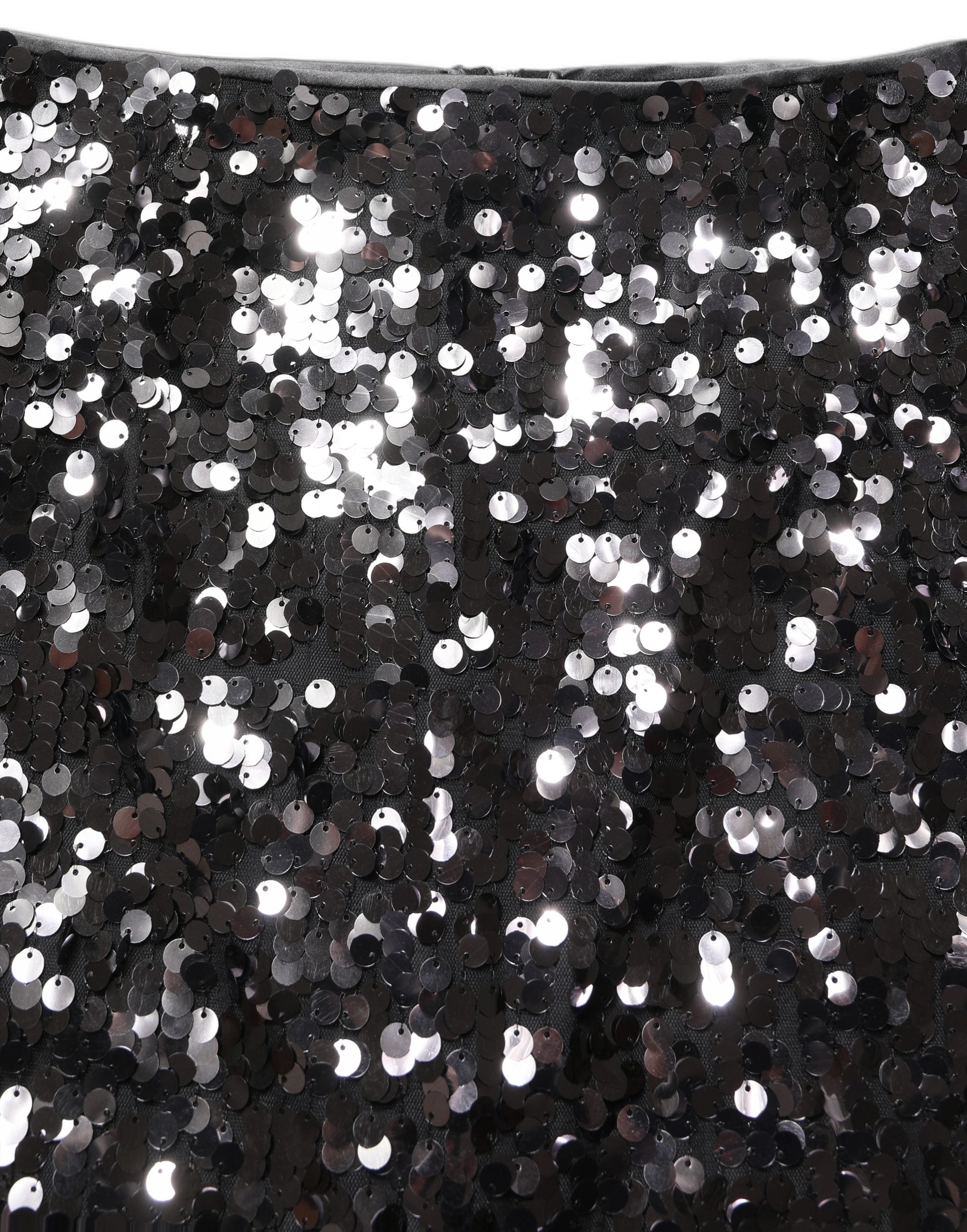 Jupe pencil Dolce & Gabbana marron ornée de sequins brillants et de strass, ajustée et élégante.