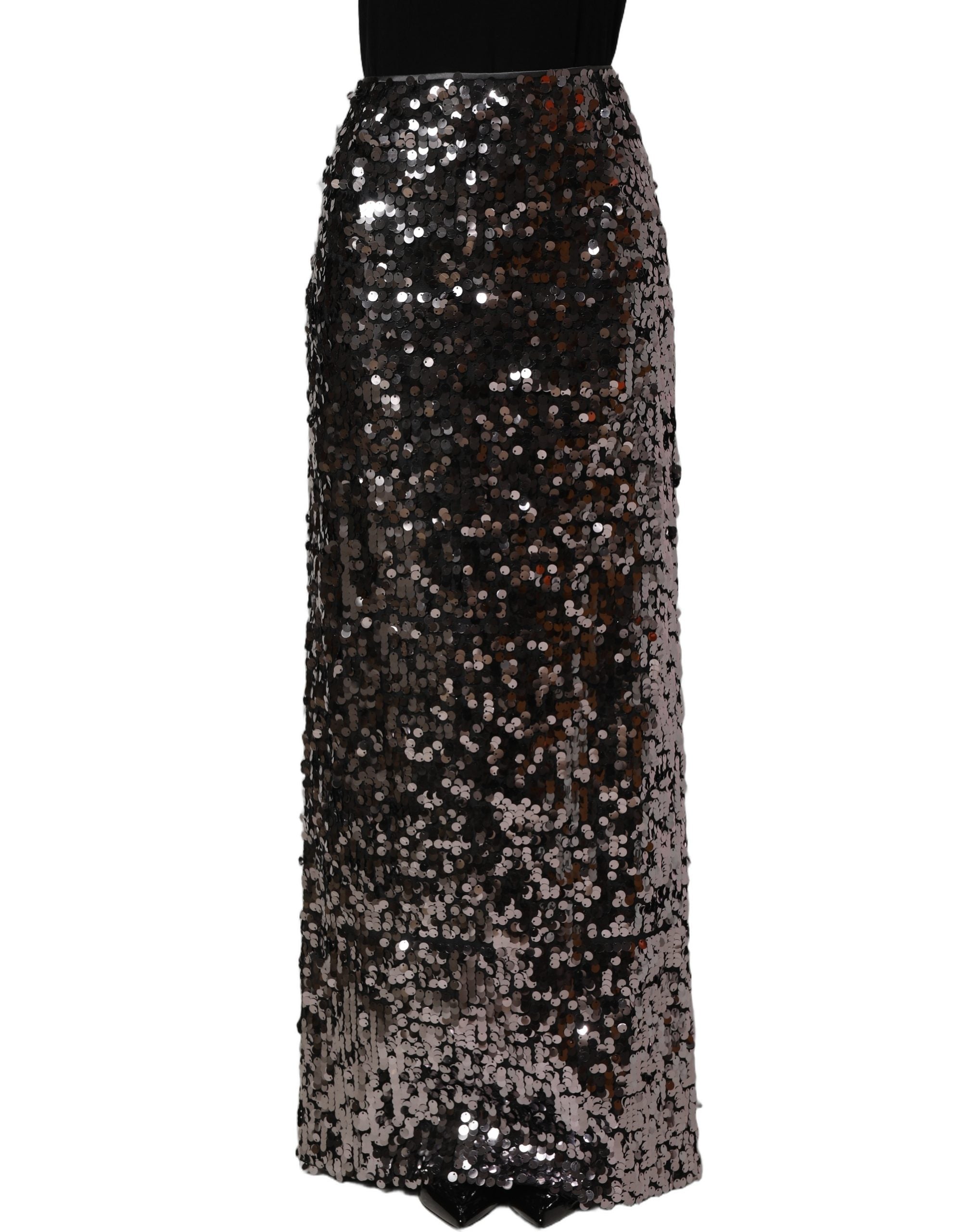 Jupe crayon Dolce & Gabbana marron ornée de sequins brillants et de détails embellis pour une allure élégante et sophistiquée.