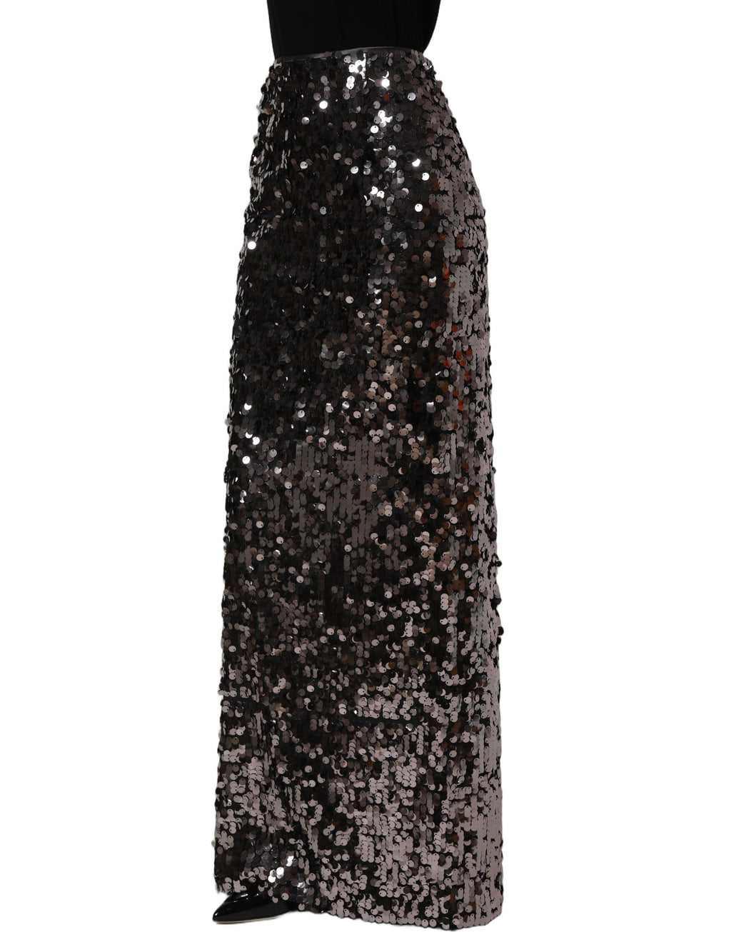 Jupe crayon Dolce & Gabbana marron ornée de sequins brillants et de détails embellis, élégante et sophistiquée.