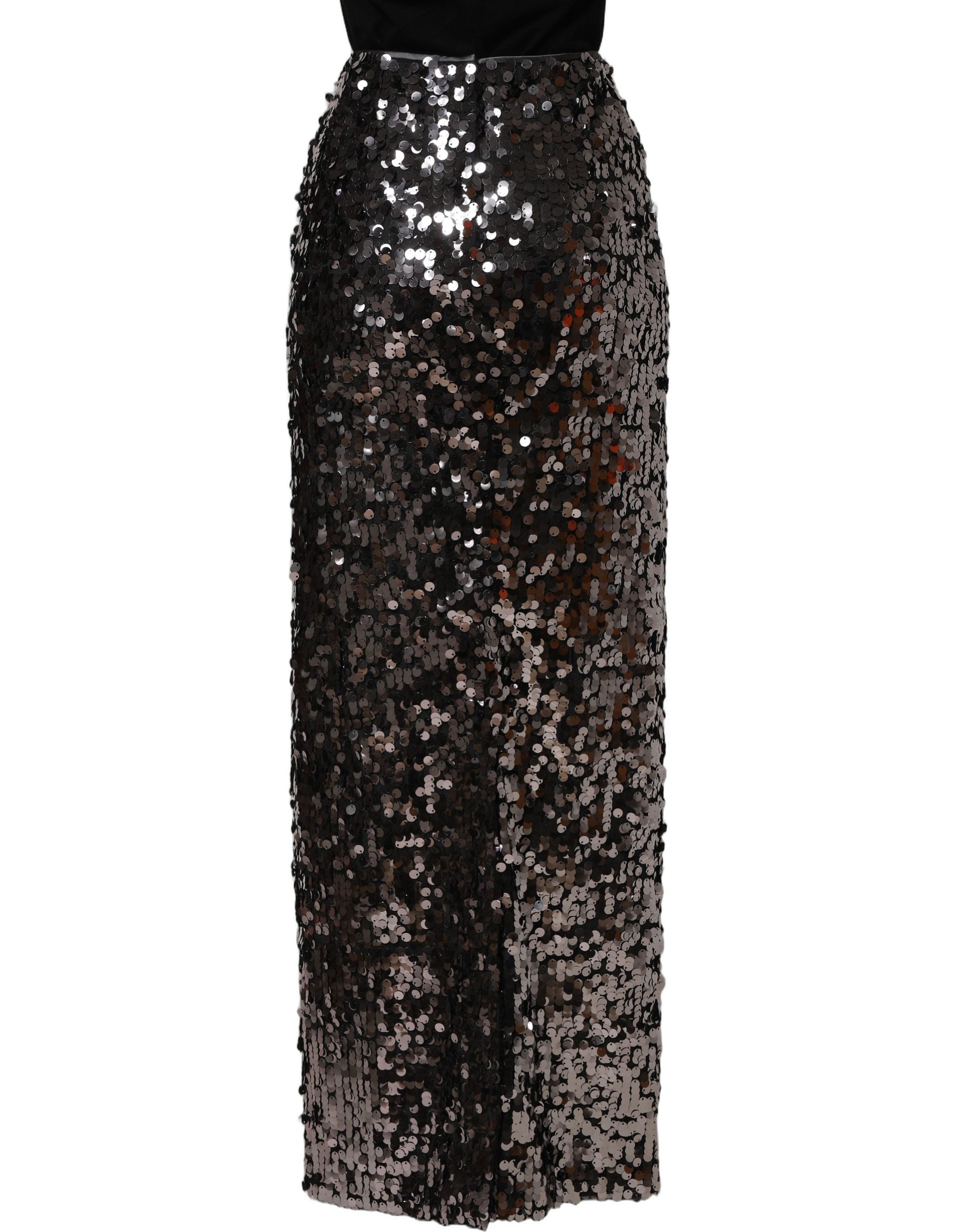 Jupe crayon Dolce & Gabbana marron ornée de sequins brillants et de détails embellis, ajustée et élégante.