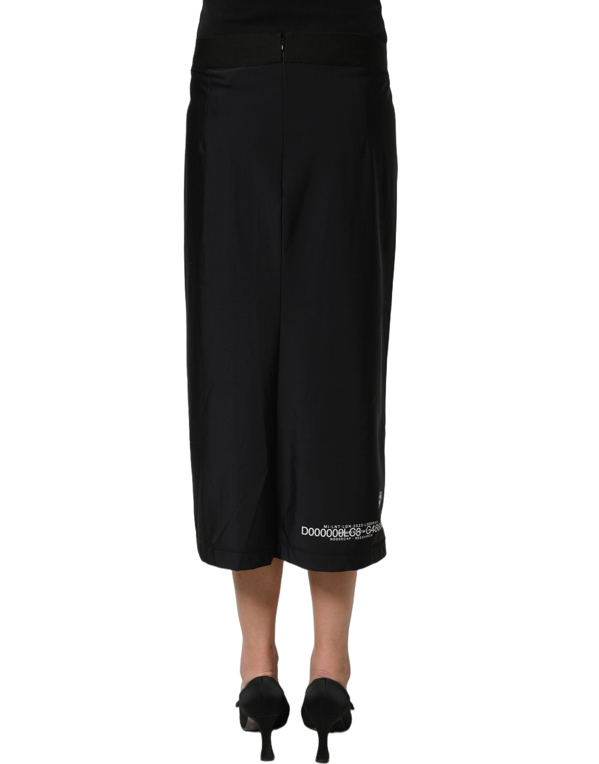 Jupe midi noire en jersey stretch Dolce & Gabbana DGVIB3, coupe crayon, élégante et ajustée.