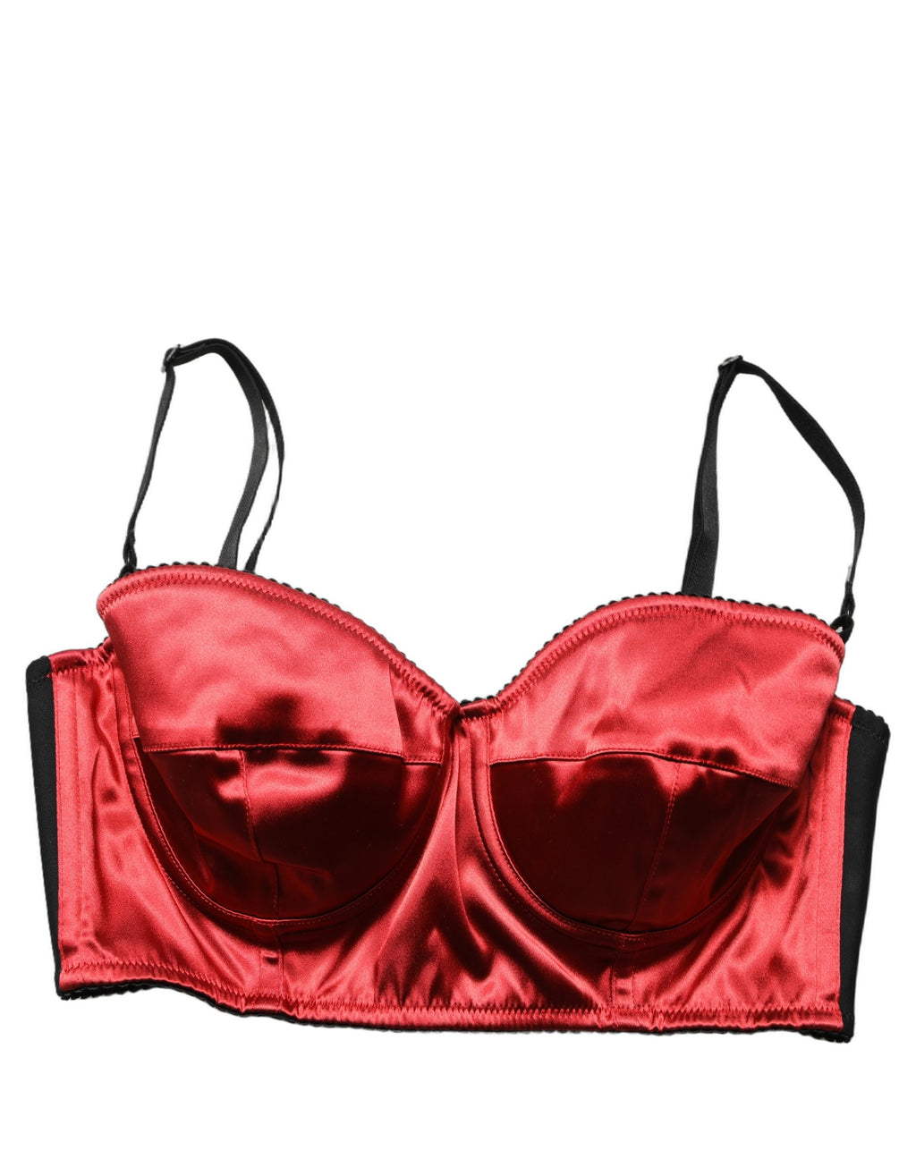 Bustier cropped en polyester satin rouge de Dolce & Gabbana, top sans manches avec style élégant et moderne.