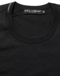 T-shirt noir en coton à manches courtes et col rond de Dolce & Gabbana, vue de face.