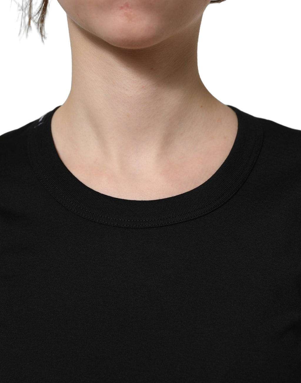 T-shirt à manches courtes en coton noir de Dolce & Gabbana, col rond, style décontracté et élégant.