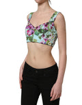 Top bustier court Dolce & Gabbana à fleurs multicolores, style crop, prêt-à-porter féminin.