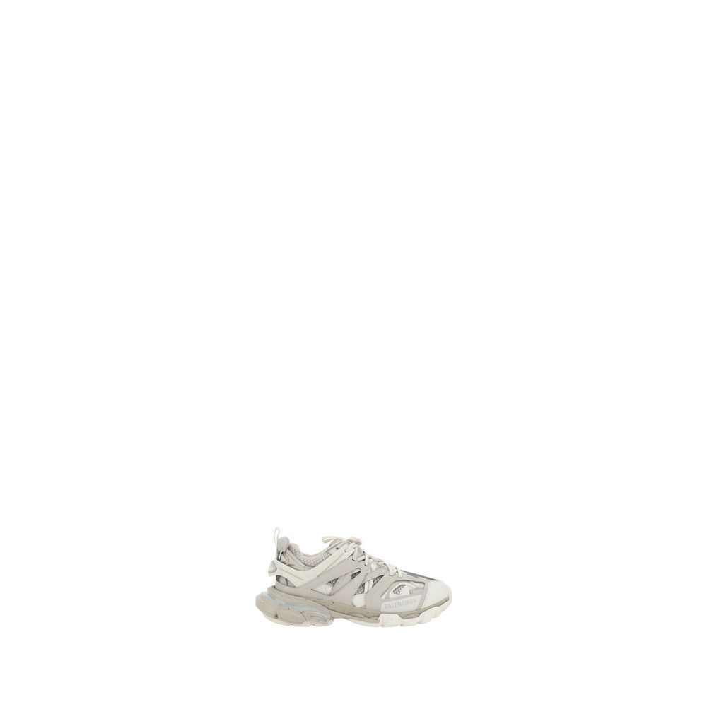 Chaussures de sport Balenciaga blanches en polyéthylène, baskets athlétiques modernes et tendance, vue de face.