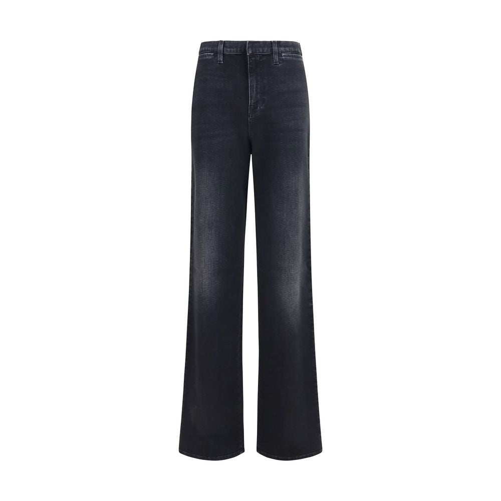 Jeans droits en coton noir Gucci avec coupe droite, visibles avec détails classiques et couture soignée.