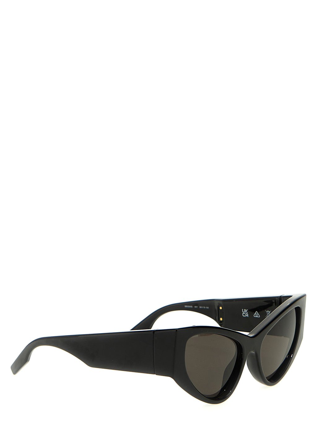 Lunettes de soleil noires en polyamide Balenciaga avec monture épaisse et design moderne, vues en gros plan.