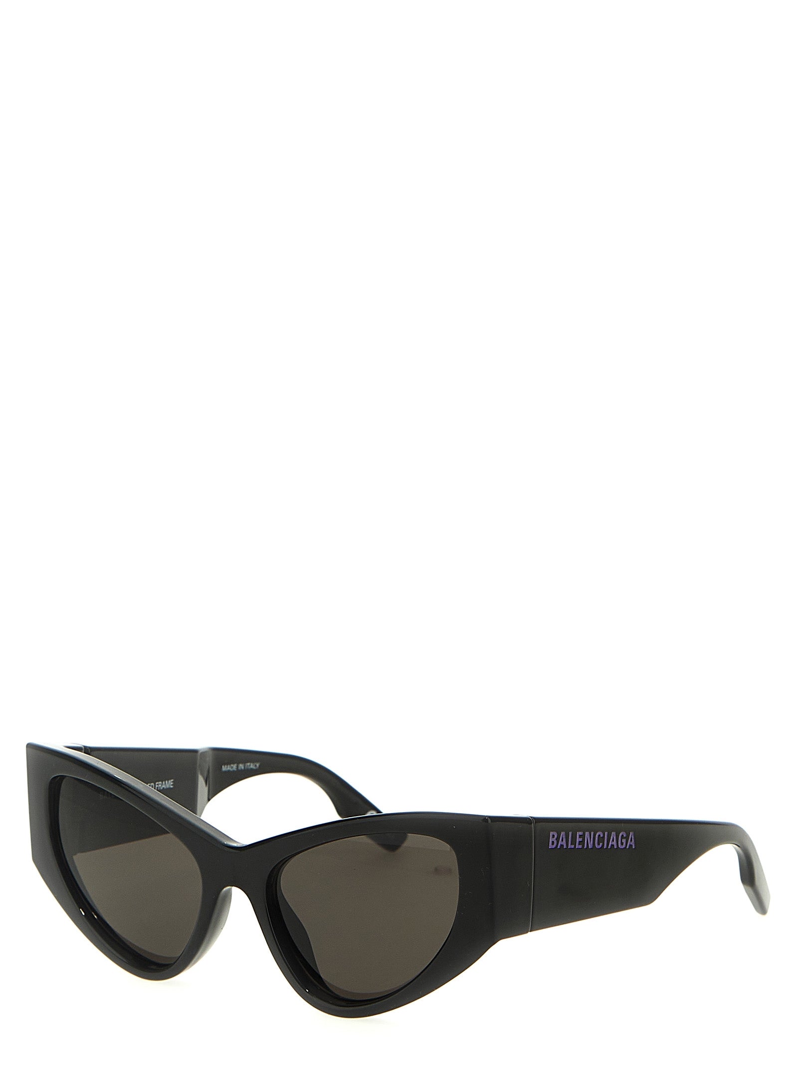 Lunettes de soleil Balenciaga en polyamide noire avec monture épaisse et design tendance, vue de face.