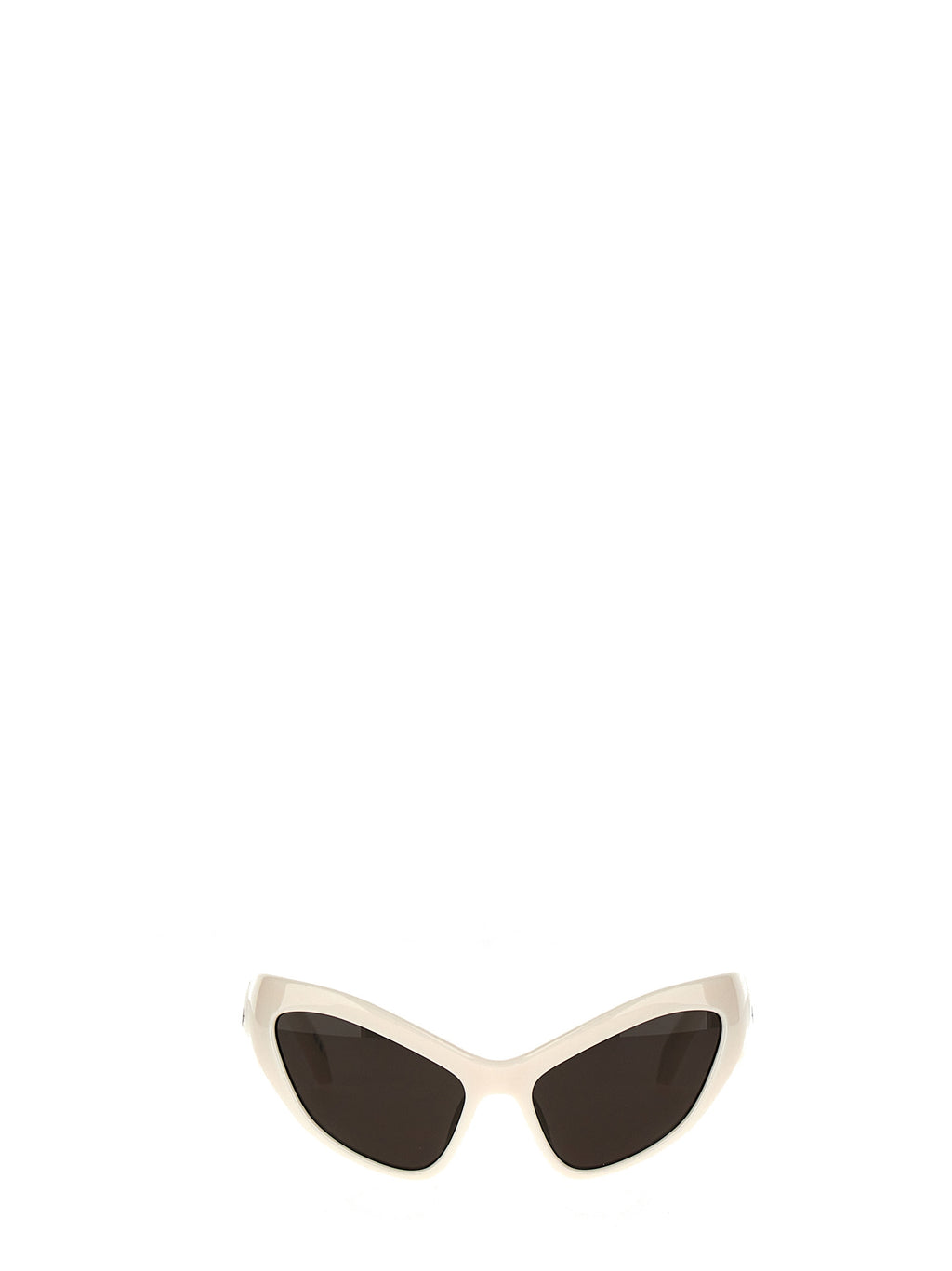Lunettes de soleil Balenciaga en nylon blanc avec monture épurée et design moderne, vue de face sur fond blanc.