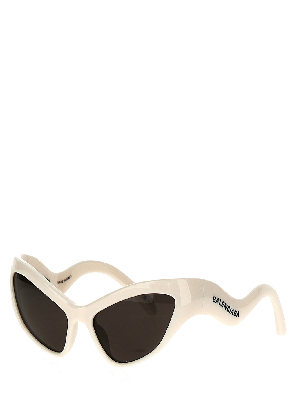 Lunettes de soleil en nylon blanc Balenciaga, avec monture élégante et design moderne, vue de face.