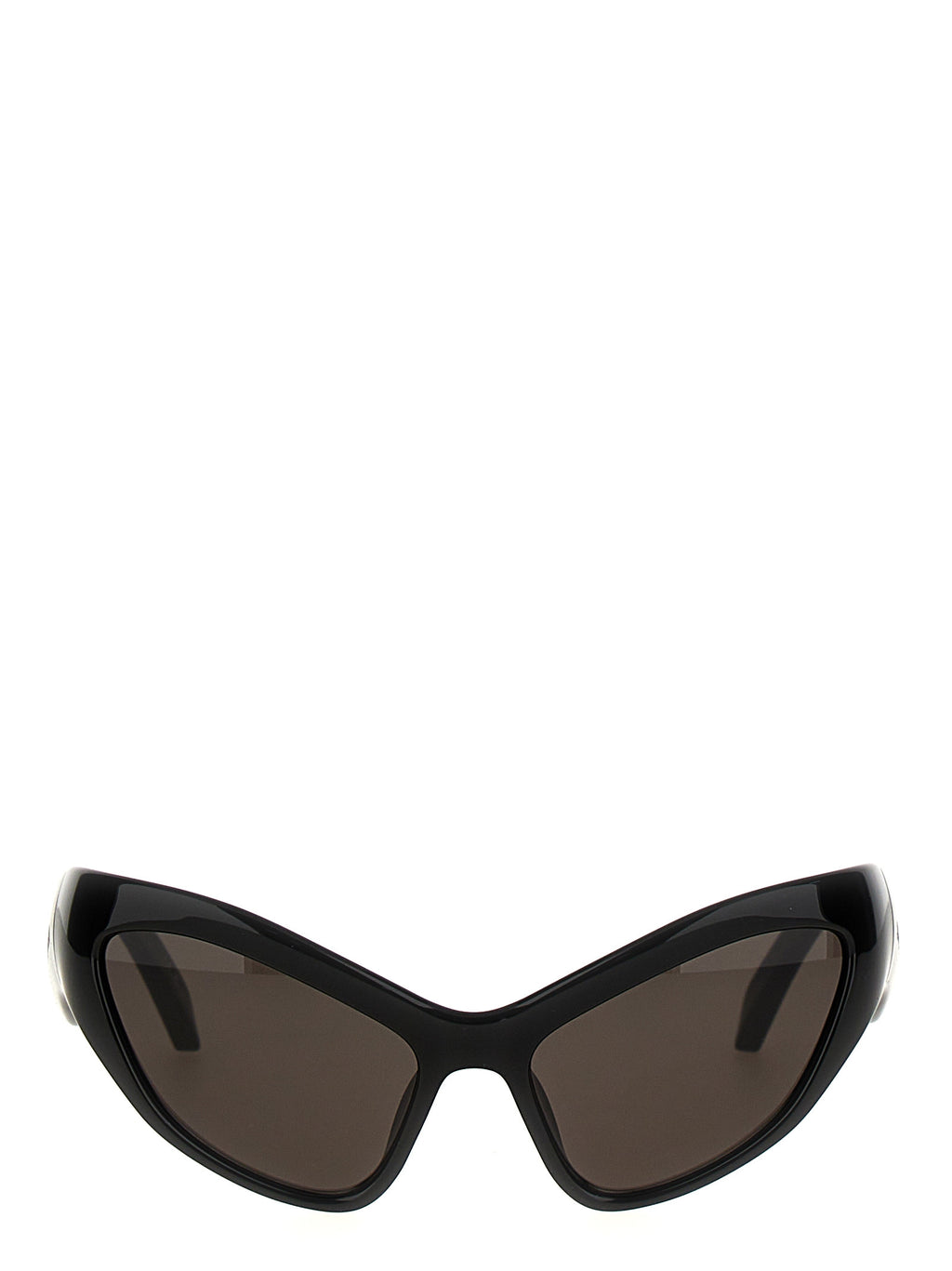 Lunettes de soleil noires en nylon Balenciaga, design moderne avec monture épaisse et branches épaisses, style élégant et tendance.