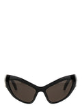Lunettes de soleil noires en nylon Balenciaga, design moderne avec monture épaisse et branches épaisses, style élégant et tendance.