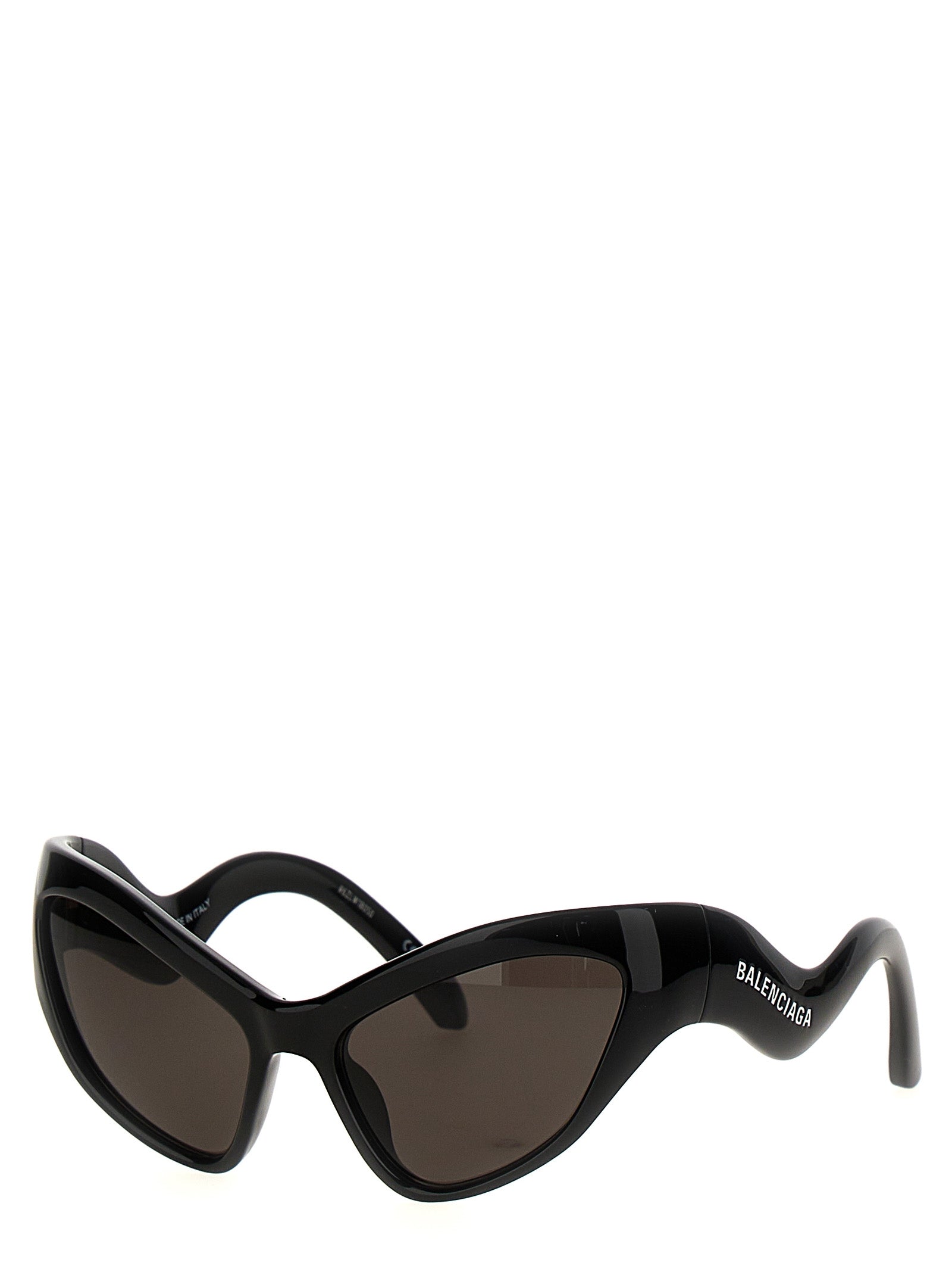 Lunettes de soleil noires en nylon Balenciaga, design élégant avec monture épaisse et verres teintés, pour un style moderne.
