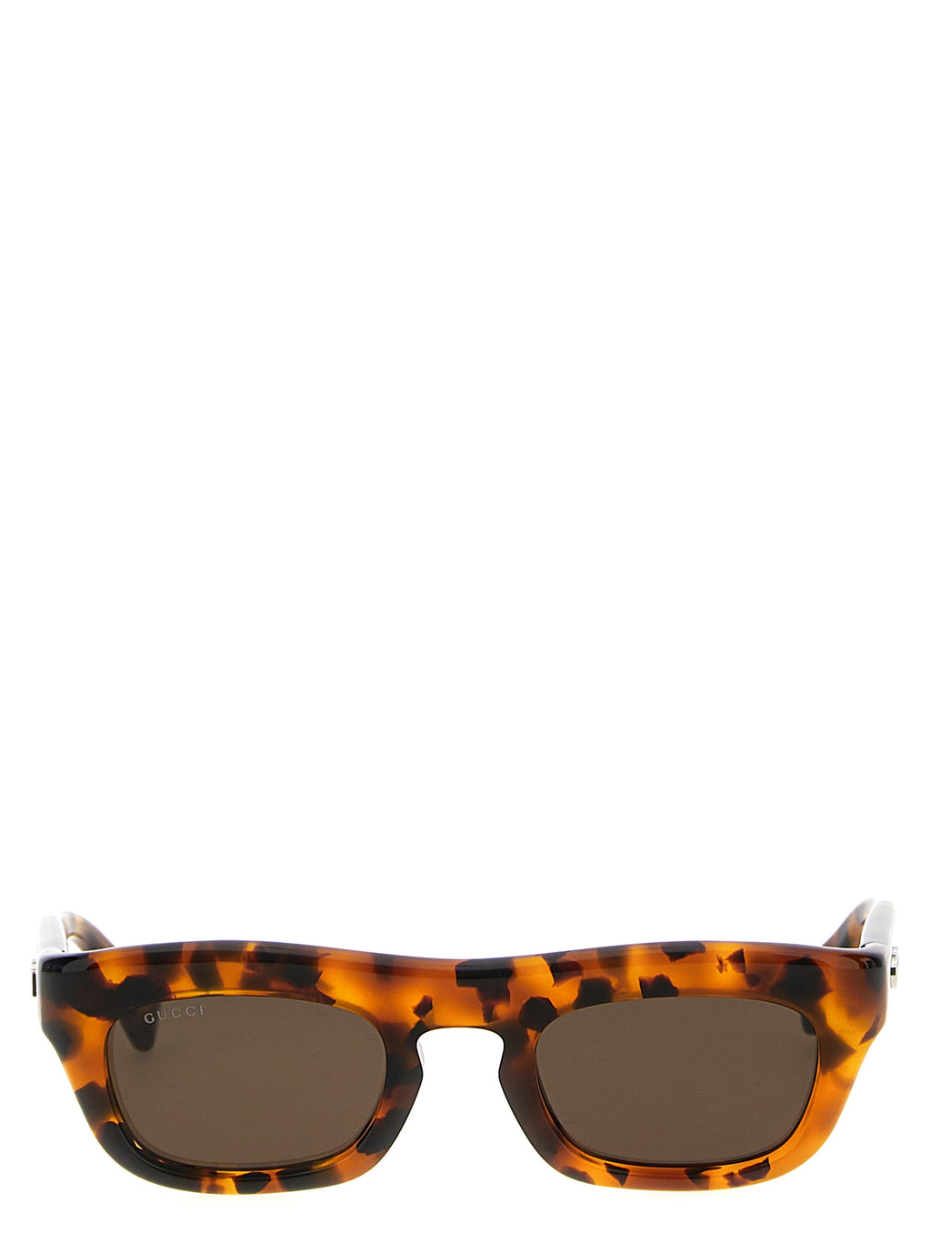 Lunettes de soleil en acétate marron Gucci avec monture élégante et design moderne, vue de face.