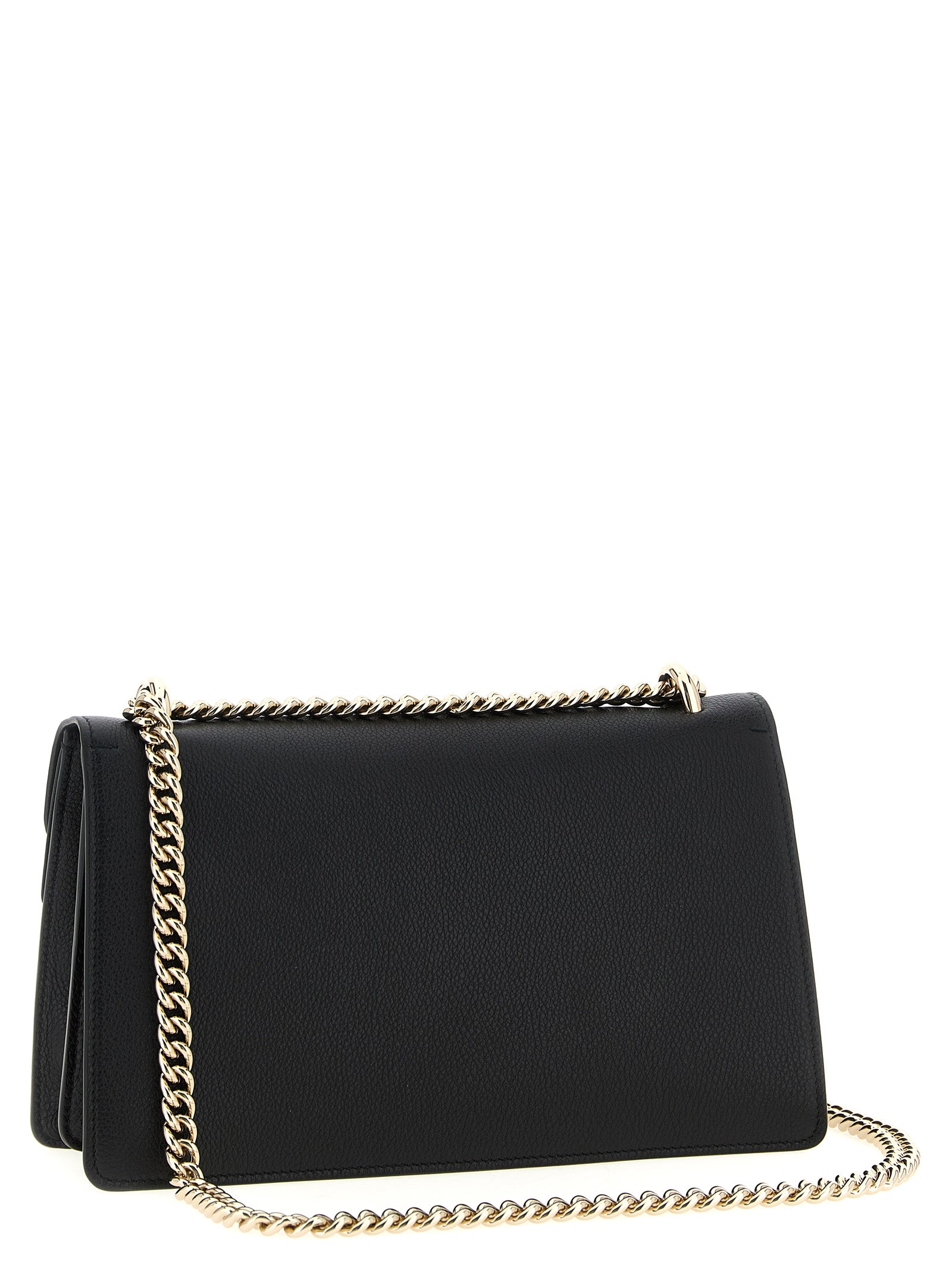Sac à shoulder en cuir de veau noir Gucci, élégant et sophistiqué, avec détails métalliques et bandoulière réglable.