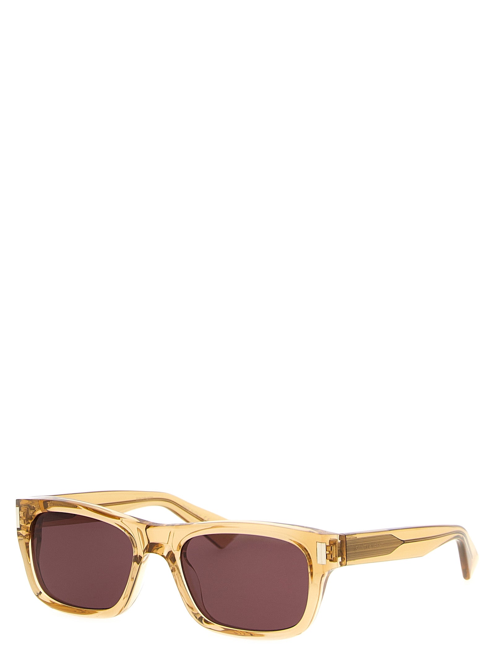Lunettes de soleil beige Saint Laurent en acétate avec monture élégante, vue de face.