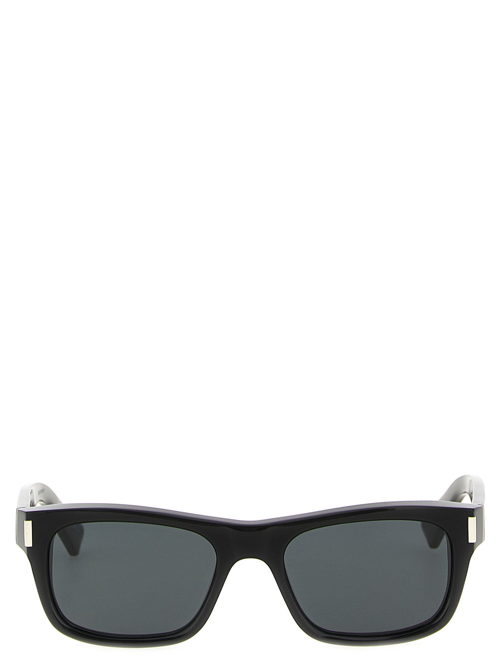 Lunettes de soleil Saint Laurent en acétate noir, avec monture élégante et design moderne, vues de face.
