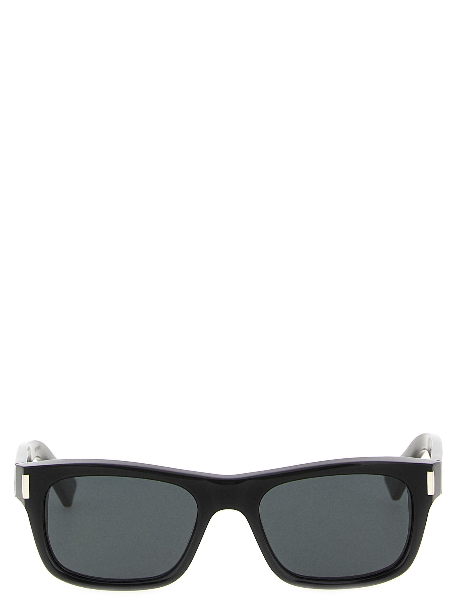 Lunettes de soleil Saint Laurent en acétate noir, avec monture élégante et design moderne, vues de face.