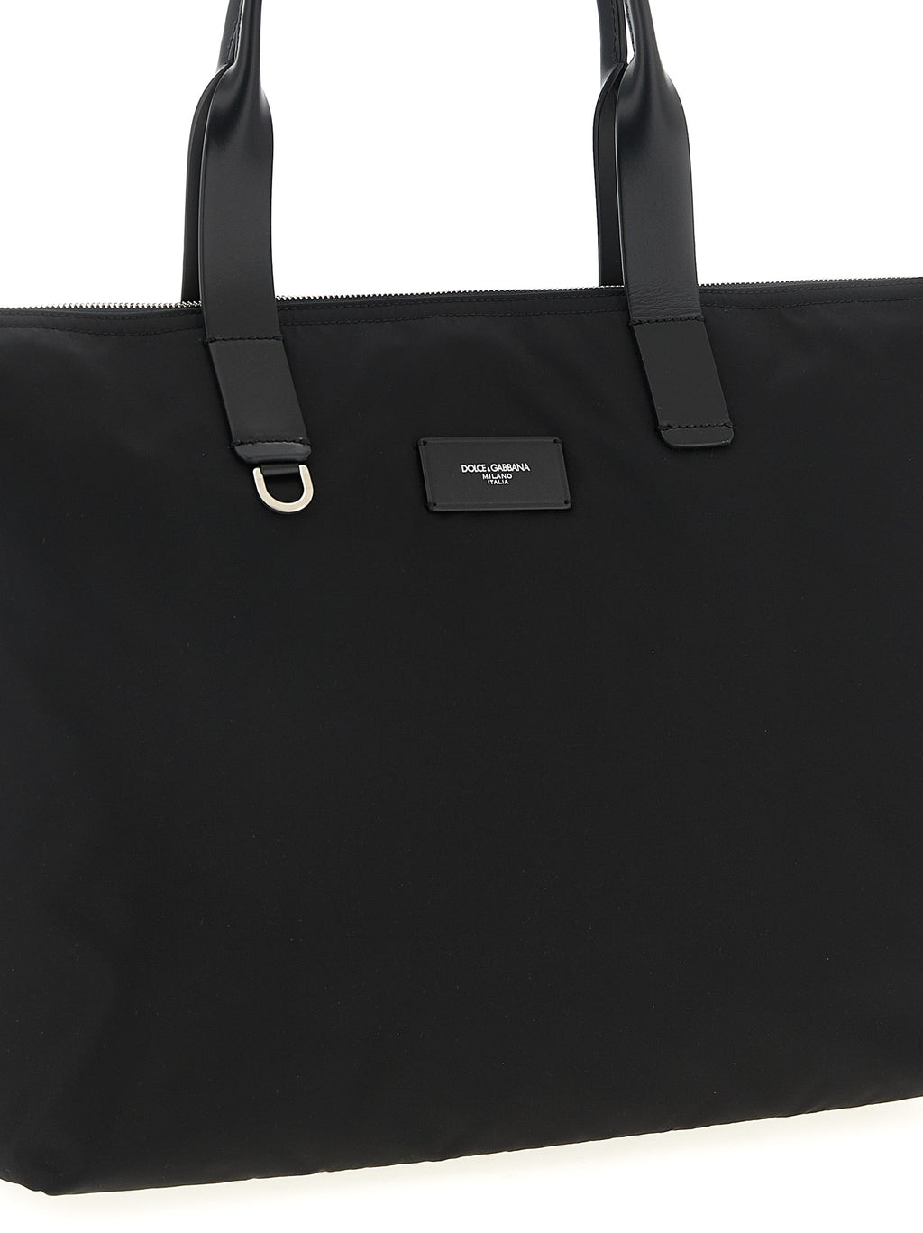 Sac cabas noir en polyamide de Dolce & Gabbana avec logo emblématique, idéal pour un look élégant et pratique.