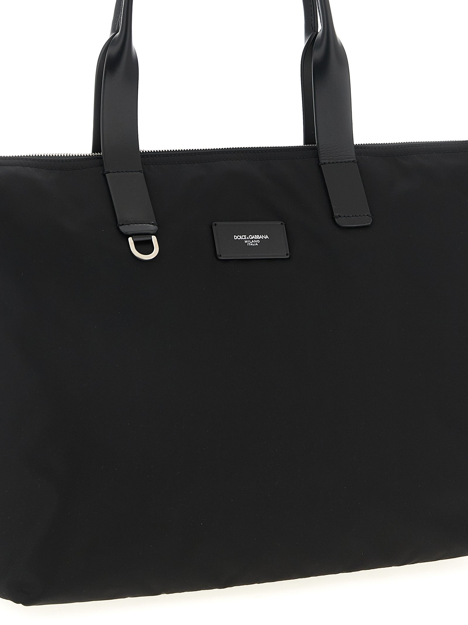 Sac cabas noir en polyamide de Dolce & Gabbana avec logo emblématique, idéal pour un look élégant et pratique.