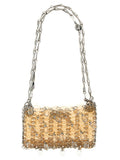 Sac à épaules multicolore en plexiglas de Paco Rabanne, design moderne et élégant, visible sous différents angles.