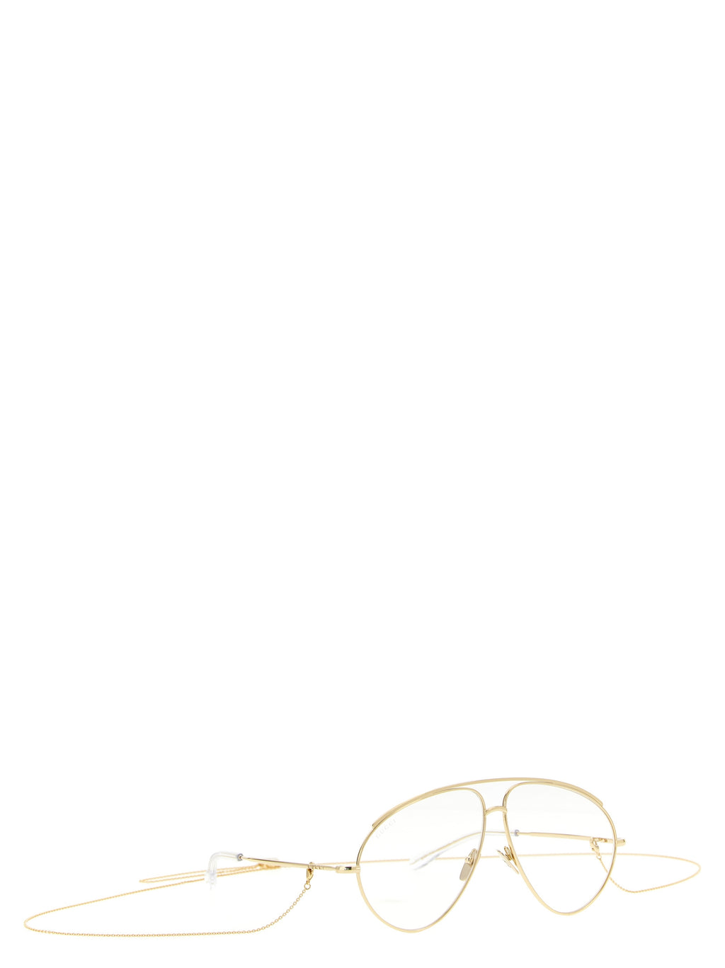 Lunettes de soleil Gucci en polyamide doré avec monture élégante et branches fines, design moderne et sophistiqué.