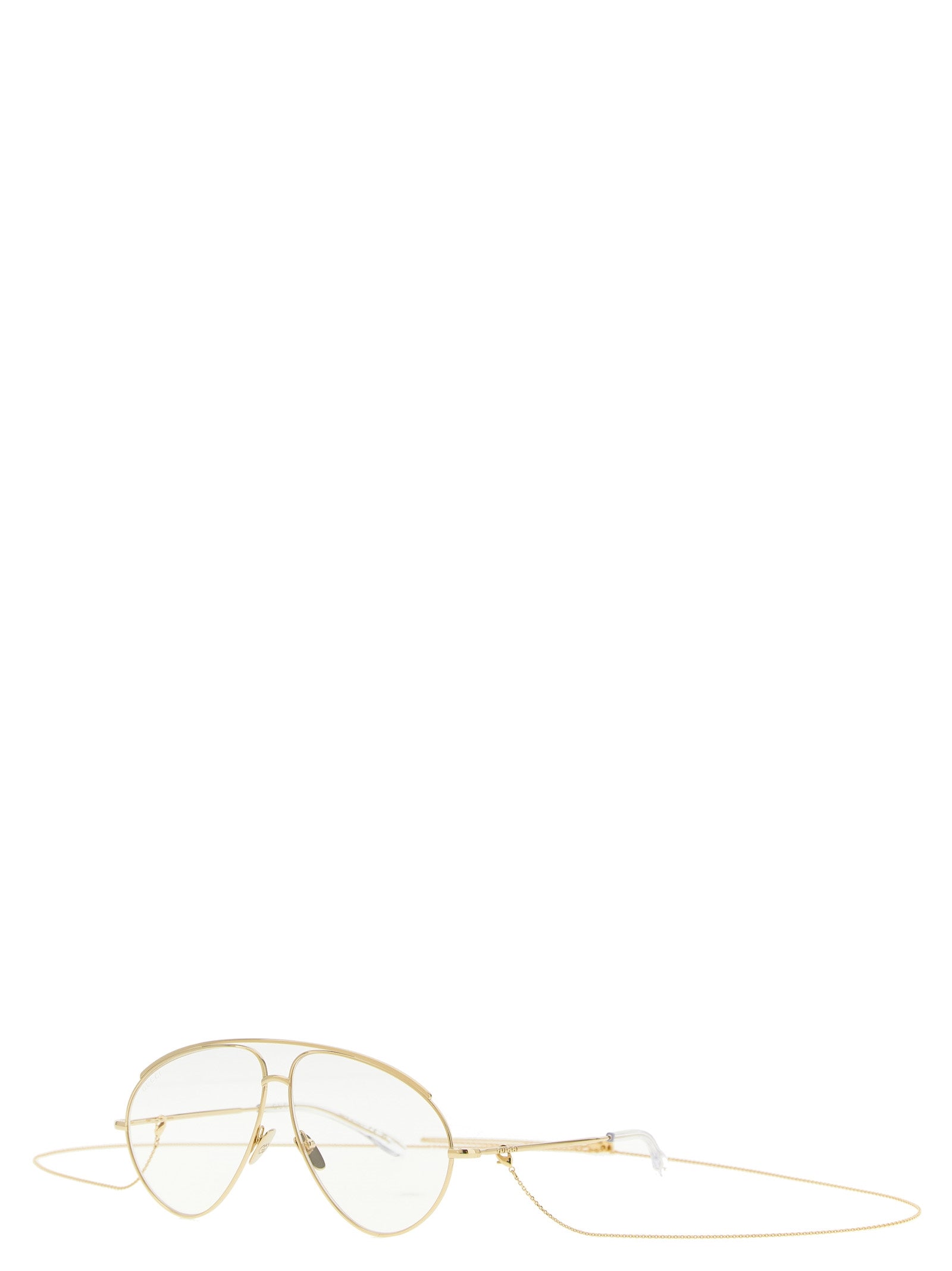 Lunettes de soleil Gucci en polyamide doré avec monture élégante et branches fines, style sophistiqué et moderne.