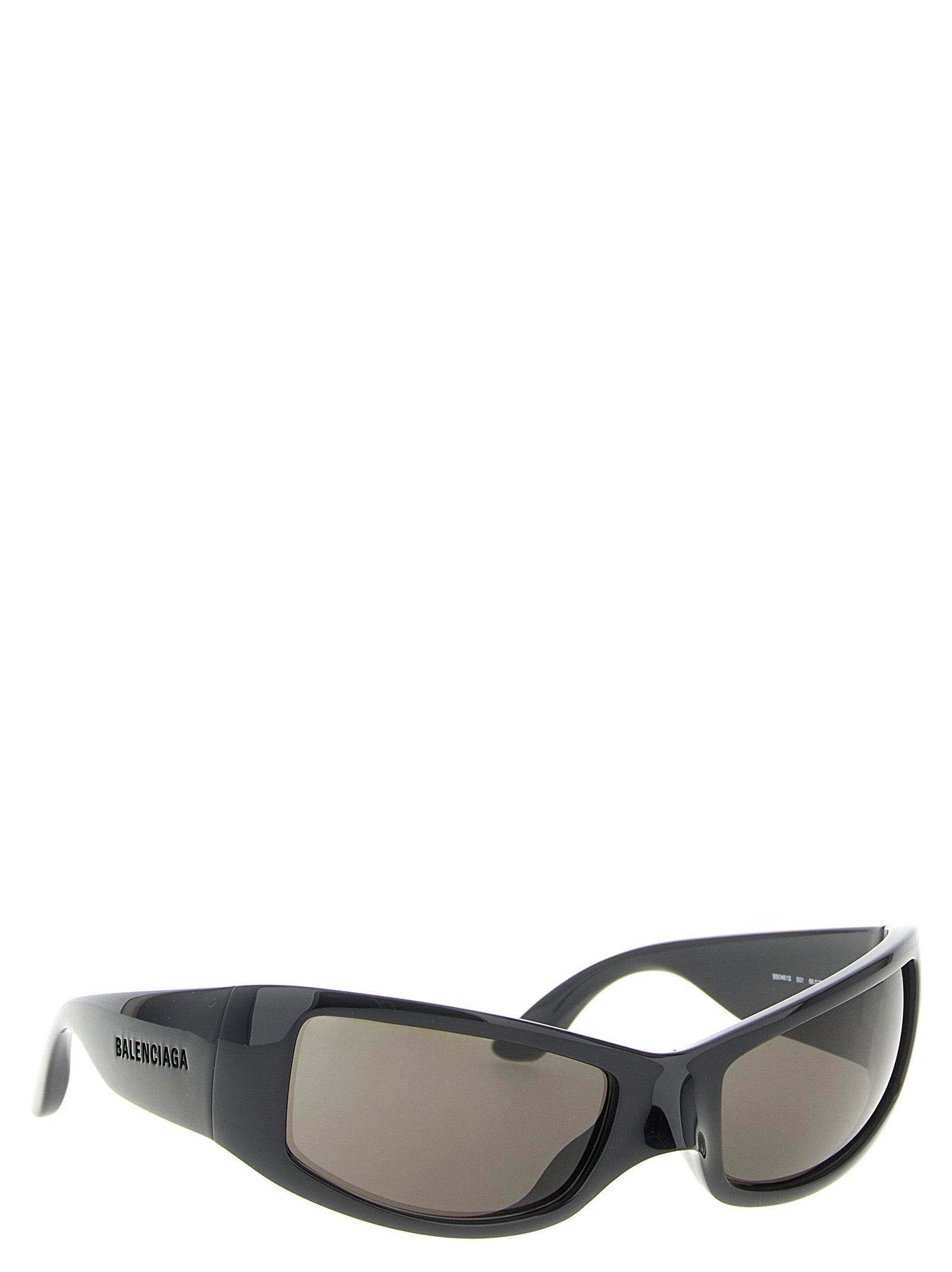 Lunettes de soleil Balenciaga en polyamide noir avec monture élégante et design moderne, visibles dans l'image.