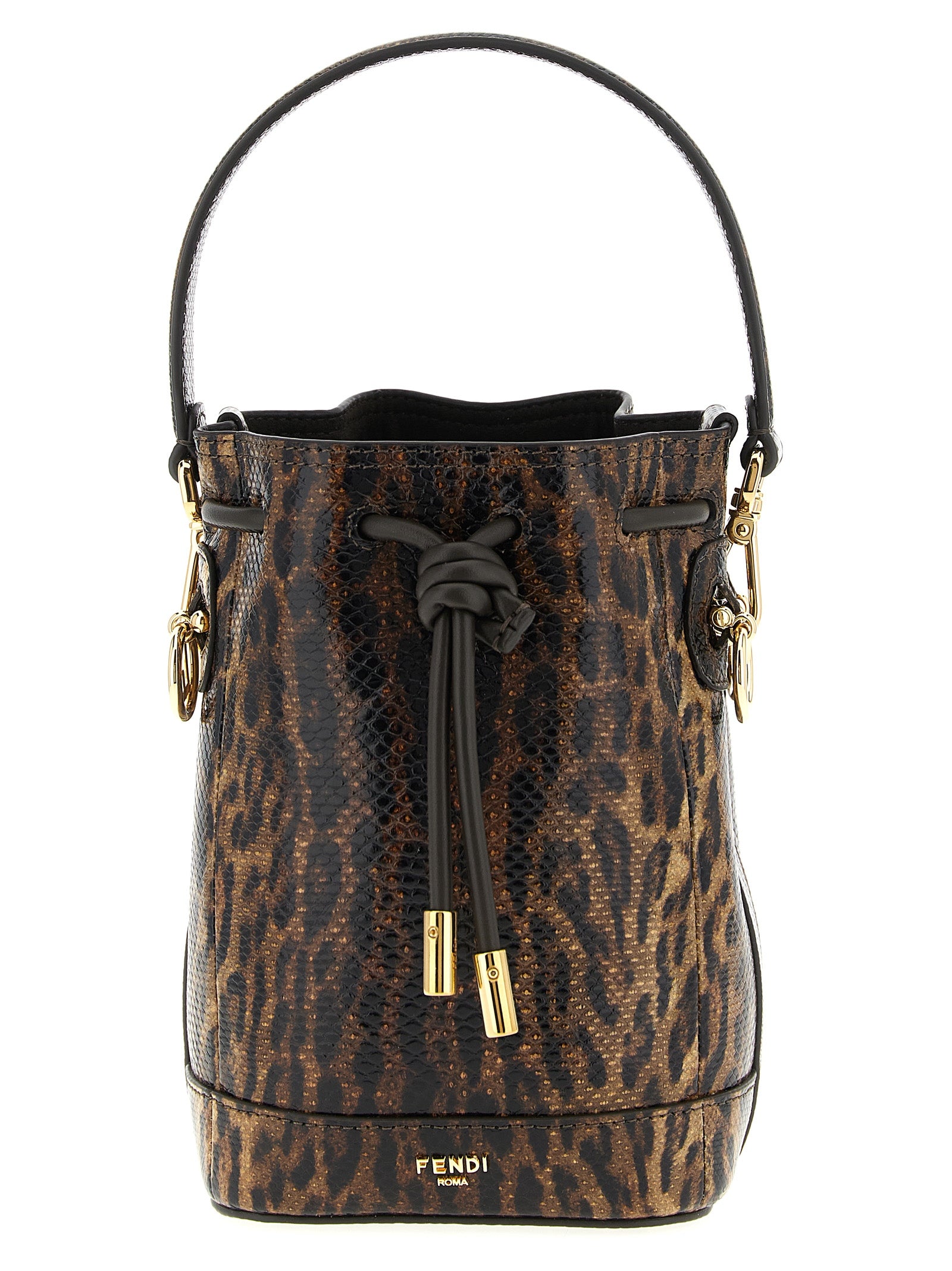 Sac à main en velours marron en cuir de Fendi, design élégant avec détails sophistiqués et poignée en cuir.