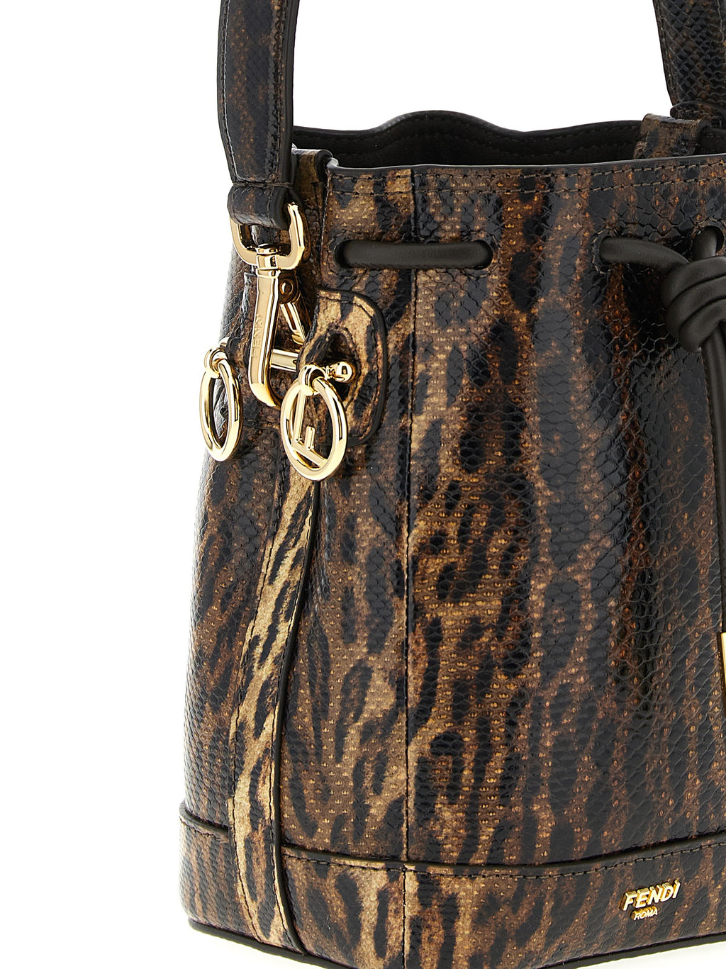 Sac à main Fendi en velours marron avec détails en cuir, élégant et sophistiqué, pour un style chic et moderne.
