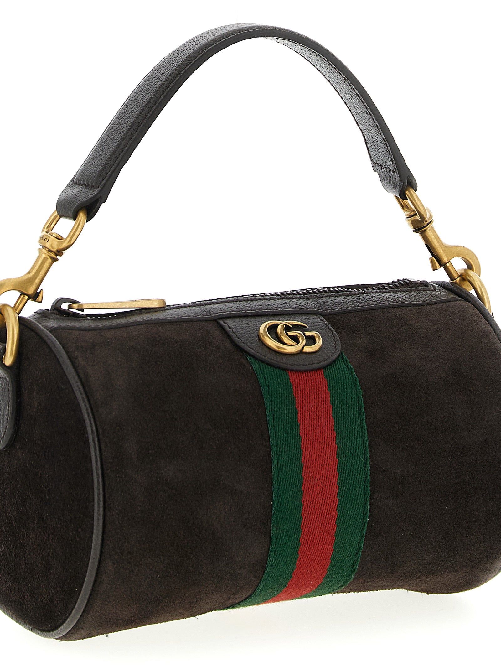 Sac à main en cuir de veau marron Gucci, sac élégant avec détails sophistiqués, vue de face sur fond neutre.