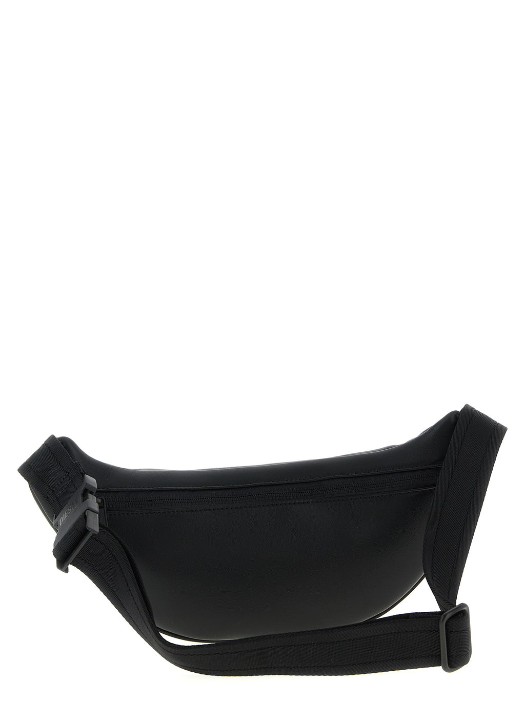 Sac à bandoulière Diesel en polyéthylène noir, avec détails modernes et bandoulière réglable pour un style décontracté.