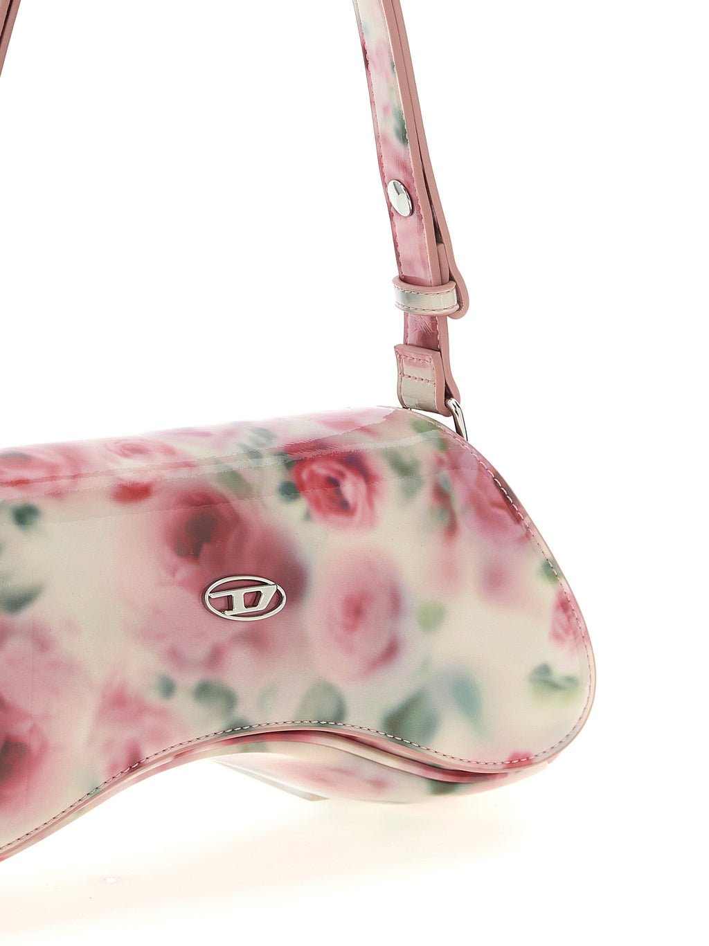 Sac épaule Diesel multicolore en polyéthylène avec motifs colorés et bandoulière réglable, vue de face.