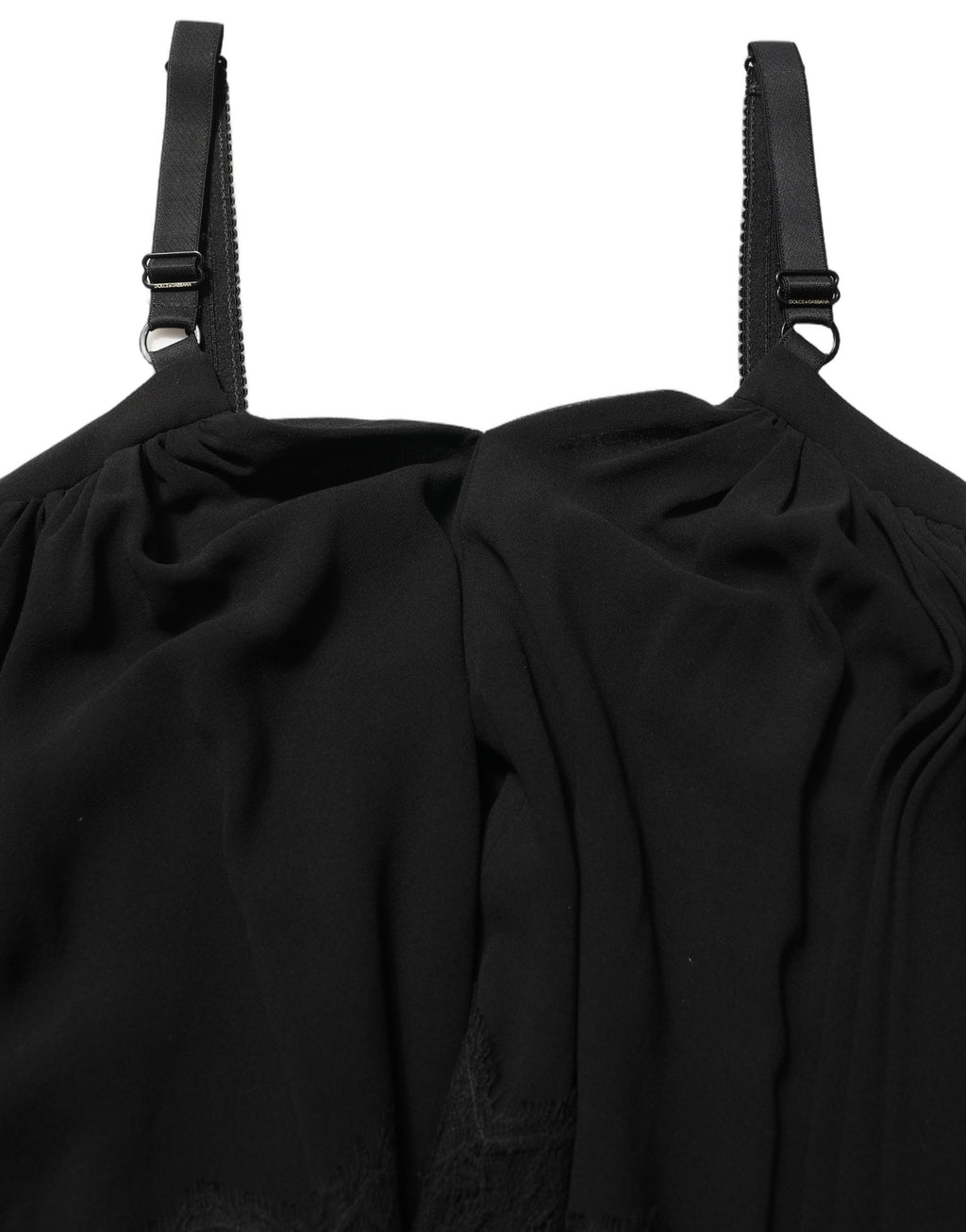Haut sans manches Dolce & Gabbana en dentelle florale noire, blouse élégante avec détails délicats et style sophistiqué.