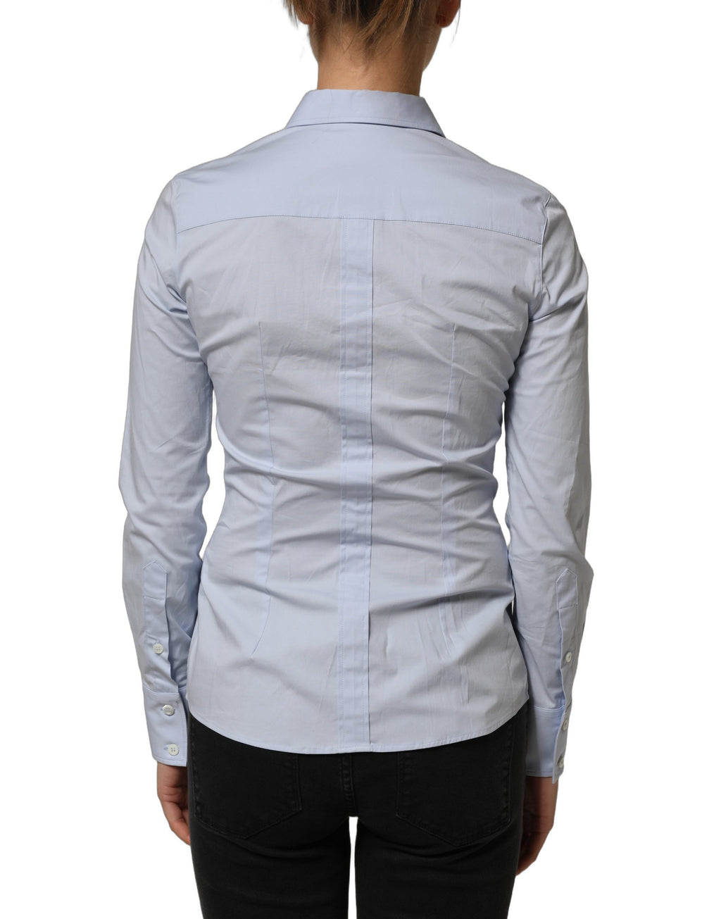 Chemise bleue à col avec manches longues de Dolce & Gabbana, style élégant et classique, en tissu léger.