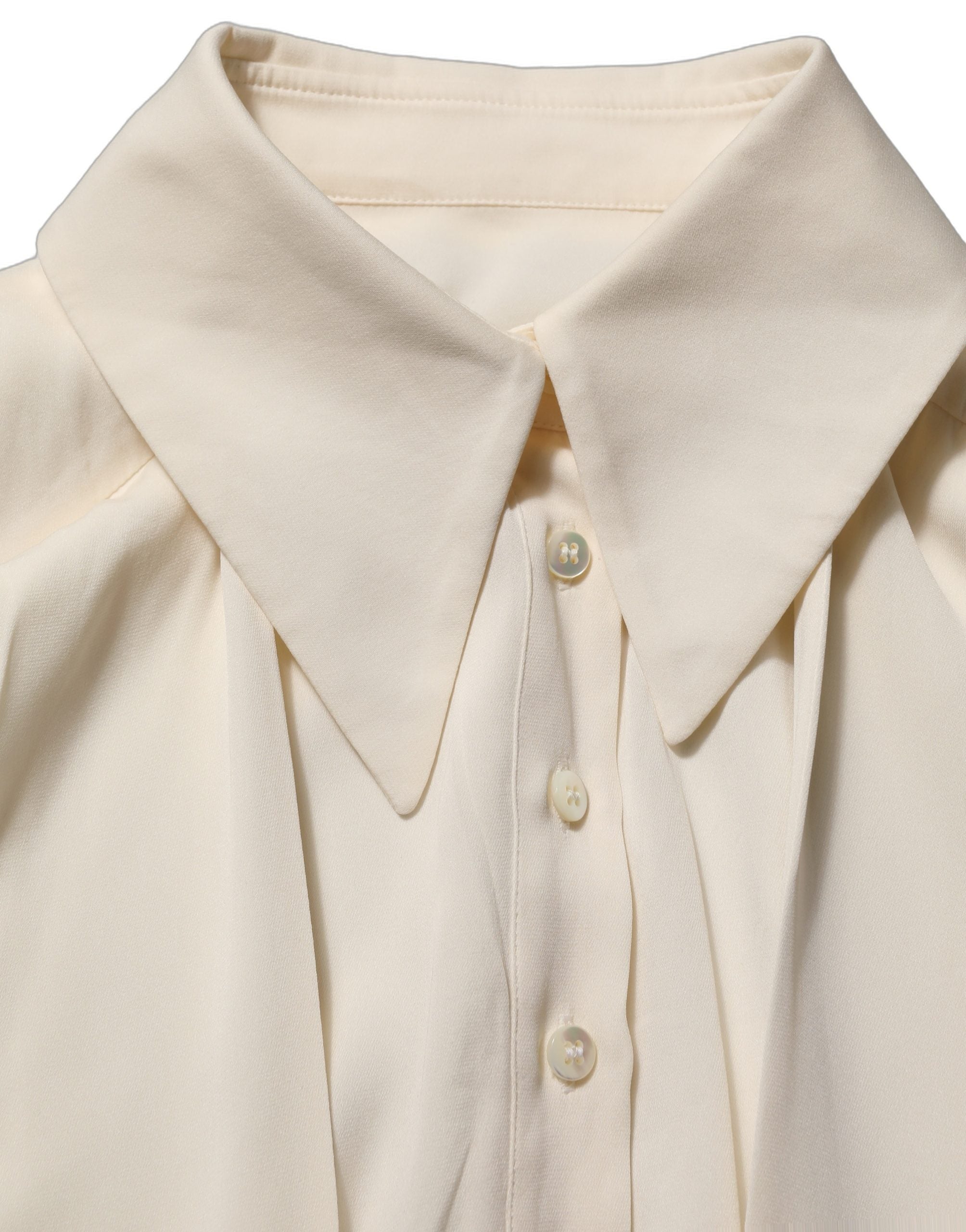 Dolce & Gabbana Off-White Ascot-Kragen Langarmbluse Top