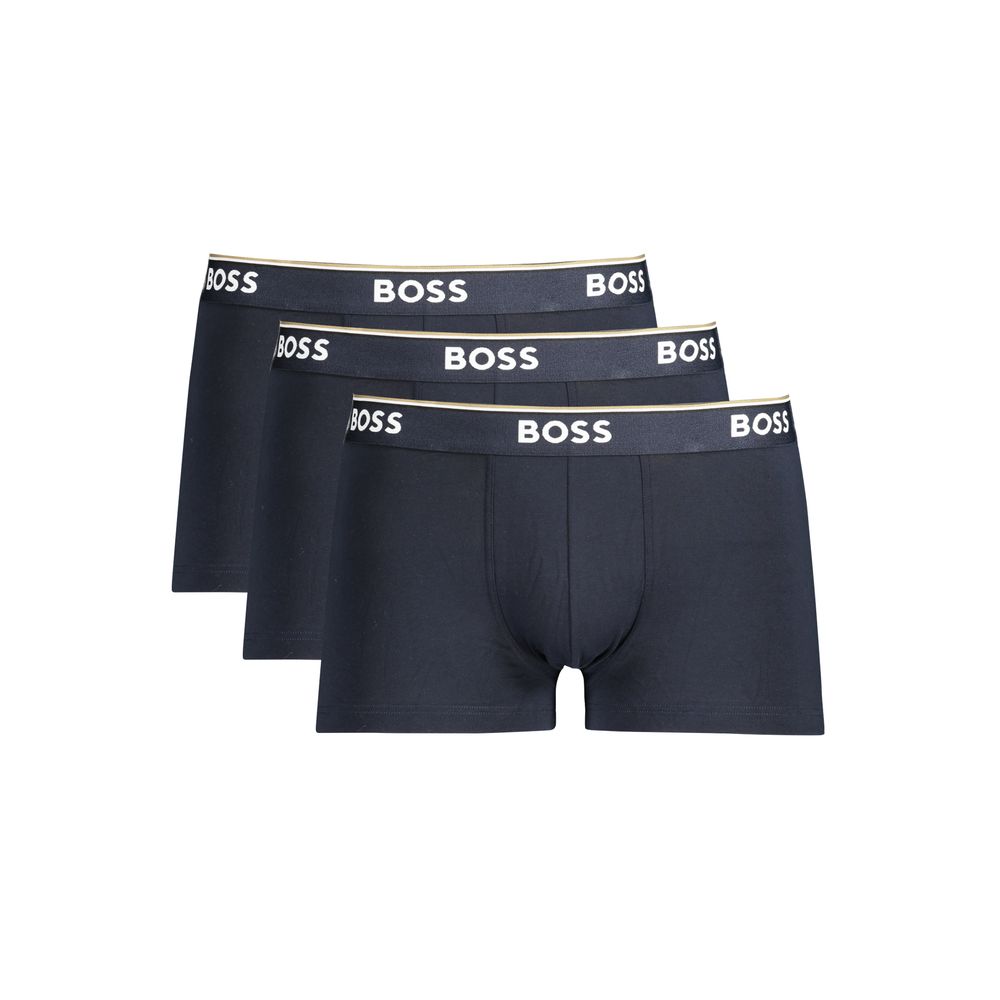 Boxers en coton bleu pour homme de la marque Hugo Boss, coupe confortable et élégante.