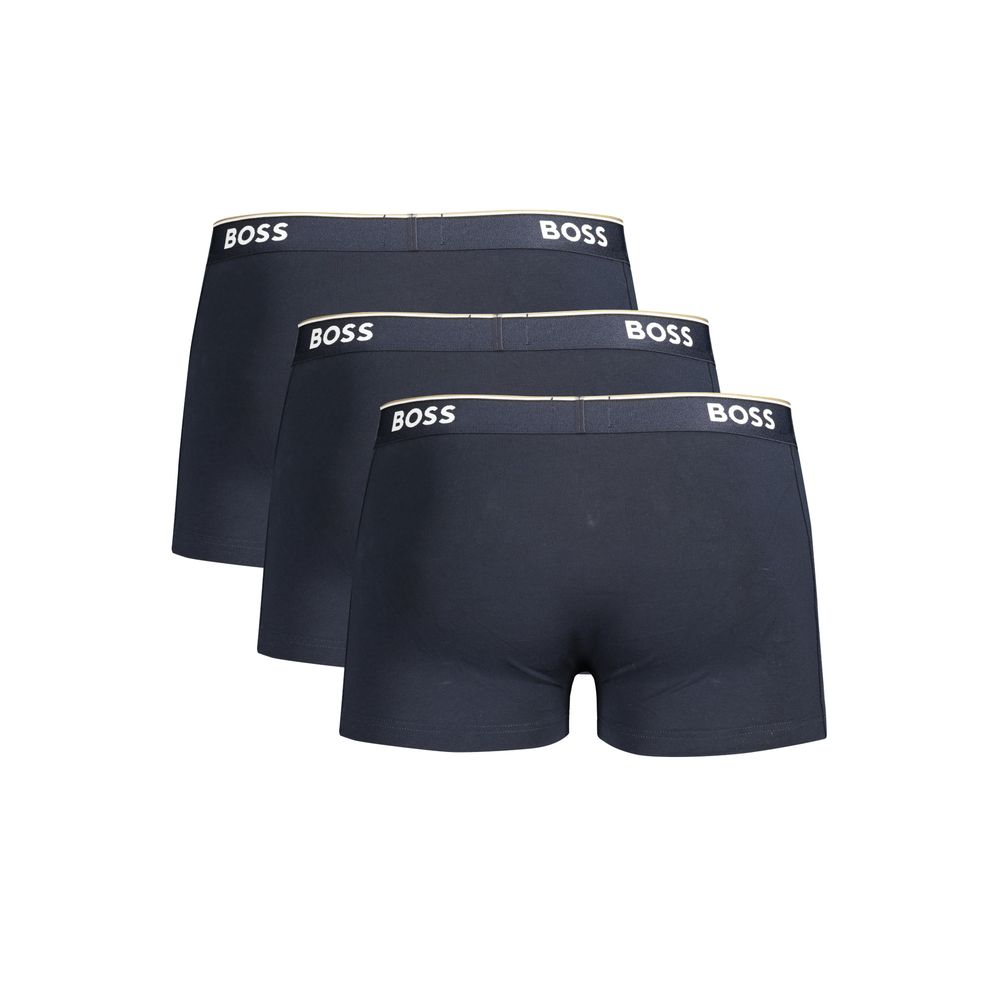Boxers homme en coton bleu de la marque Hugo Boss, vue frontale sur le produit.