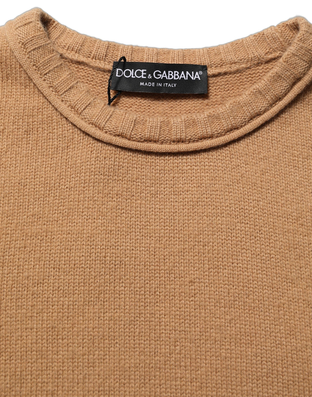 Blouse courte en laine marron Dolce & Gabbana avec manches courtes et coupe cropped, élégante et sophistiquée.