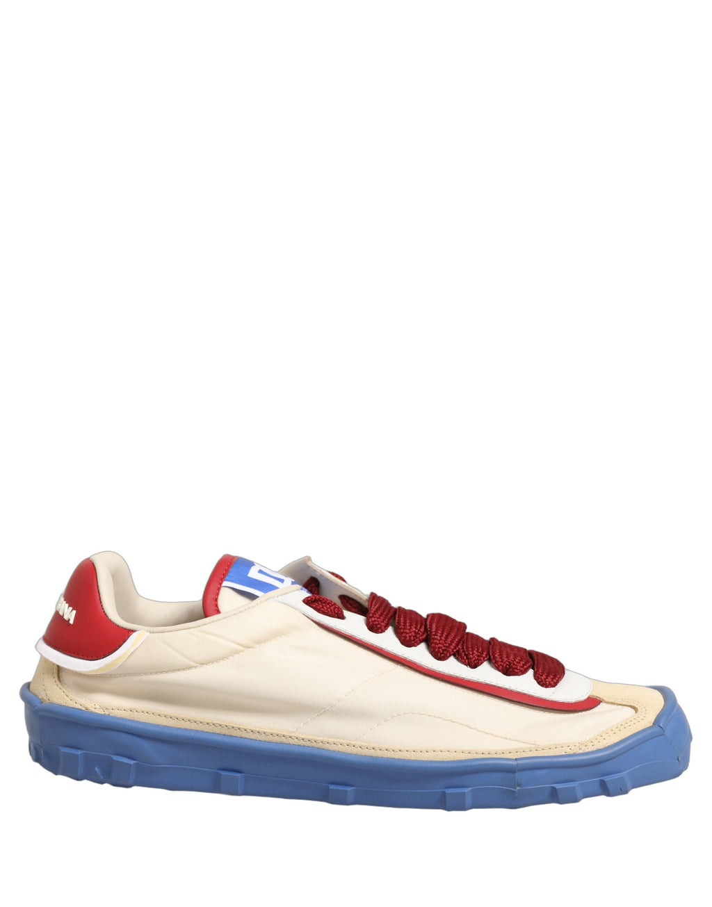 Chaussures sneakers Dolce & Gabbana Old Runner multicolores avec lacets, vue de face.