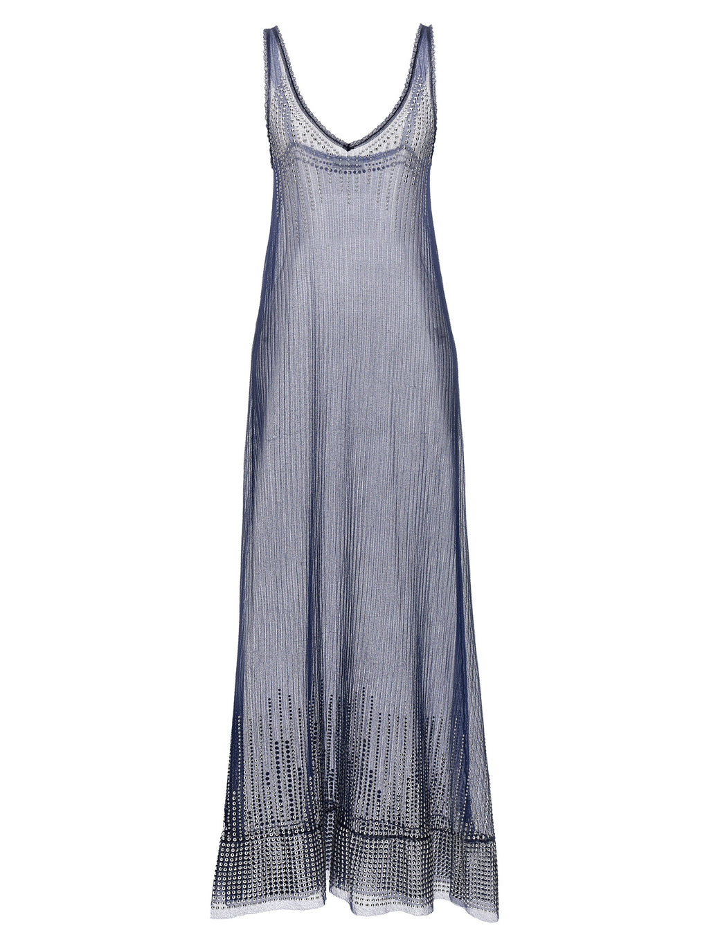 Paco Rabanne Blaues Polyamid-Maxikleid