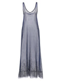 Paco Rabanne Blaues Polyamid-Maxikleid