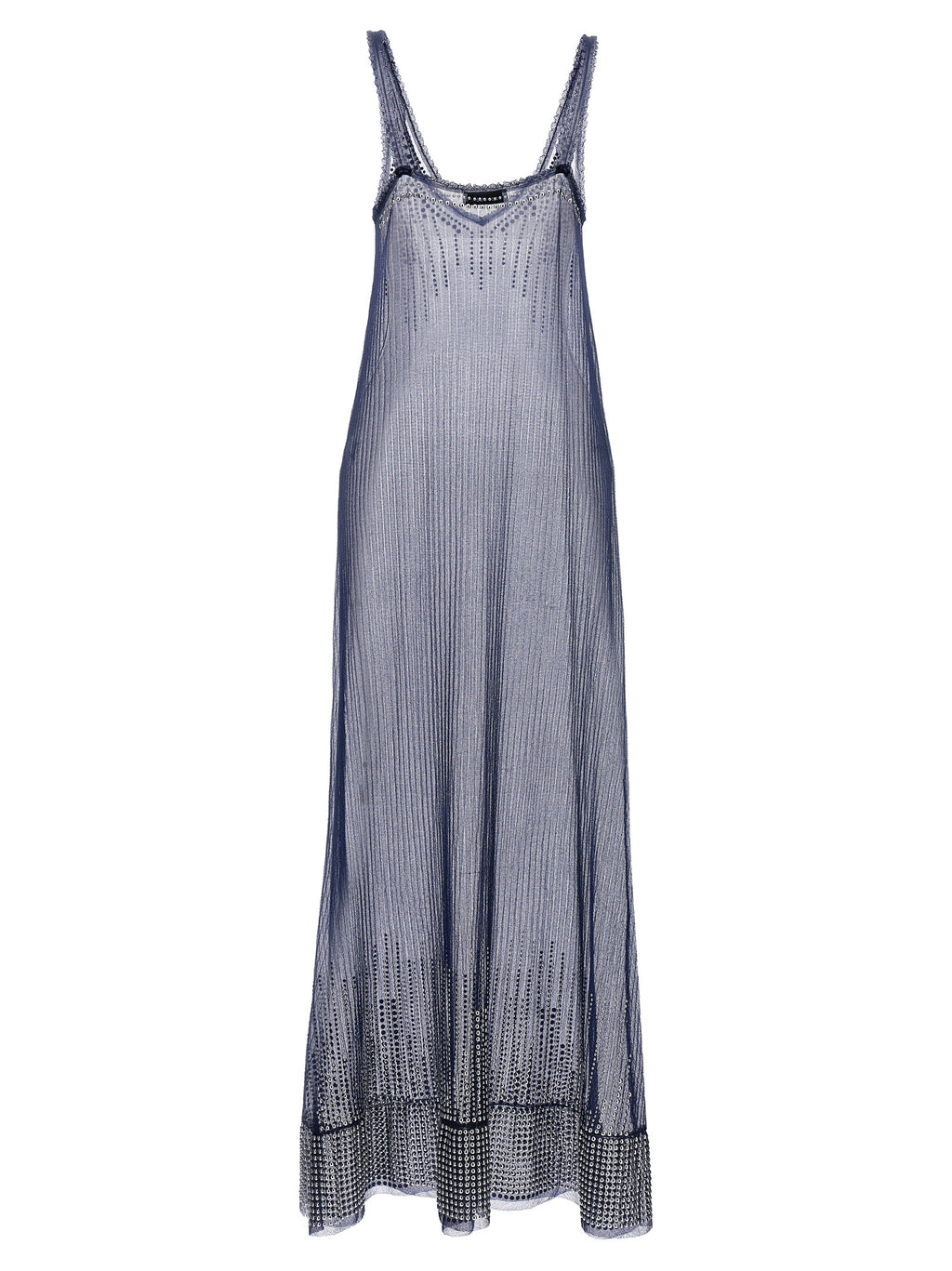 Paco Rabanne Blaues Polyamid-Maxikleid