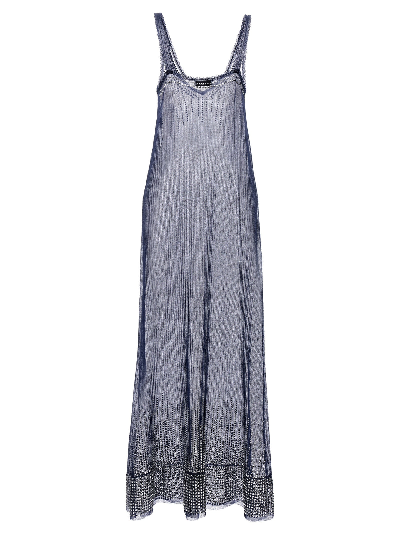 Paco Rabanne Blaues Polyamid-Maxikleid